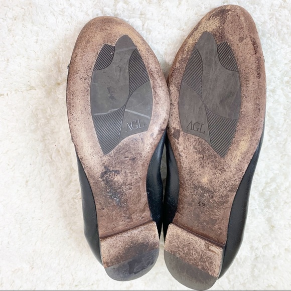 AGL Chain Detail Cap Toe Leather Ballet Flats - Picture 4 of 8